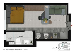 Studio de 1 quarto, 26m² no bairro Santo Antônio, em Belo Horizonte | Eu Corretor